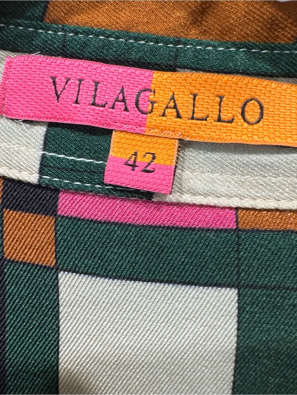Vilagallo Esther Dress EU 42 Plaid Wrap Shirt Dress Pink Green Side Slit - Picture 5 of 6